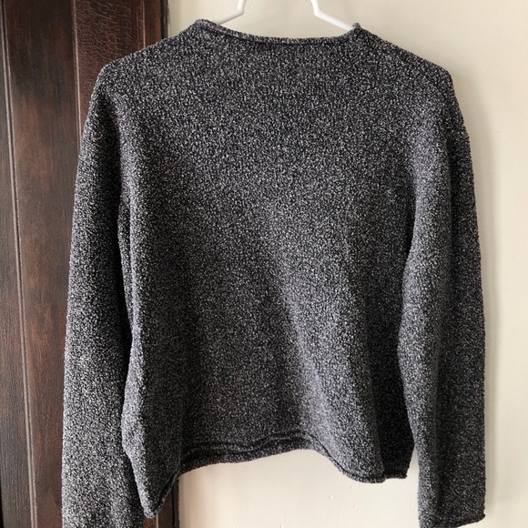 Columbia Dark Grey V-Neck Popcorn Crop Sweater, L - Picture 3 of 3